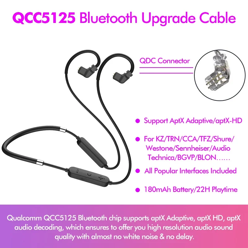 Type C Wired Earphones With Mic - Qualcomm QCC5125 Bluetooth 5.0, câble de