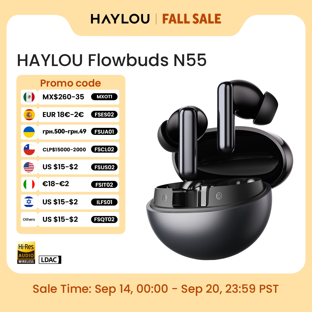 Type C Wired Earphones With Mic - Écouteurs sans fil HAYLOU Flowbuds N55,