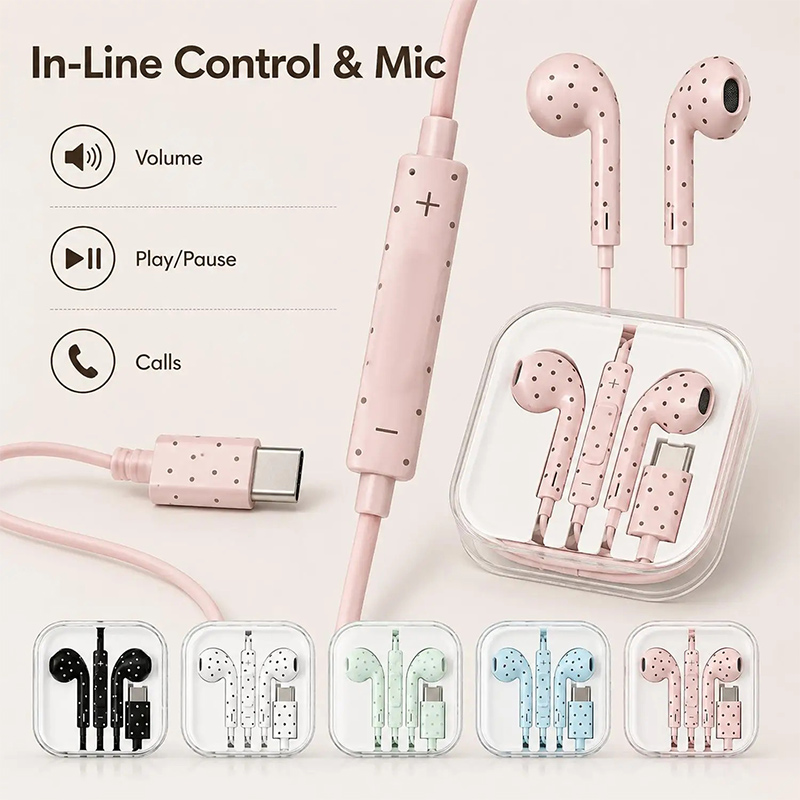 Écouteurs filaires mignons à p - Type C Wired Earphones With Mic avis et prix